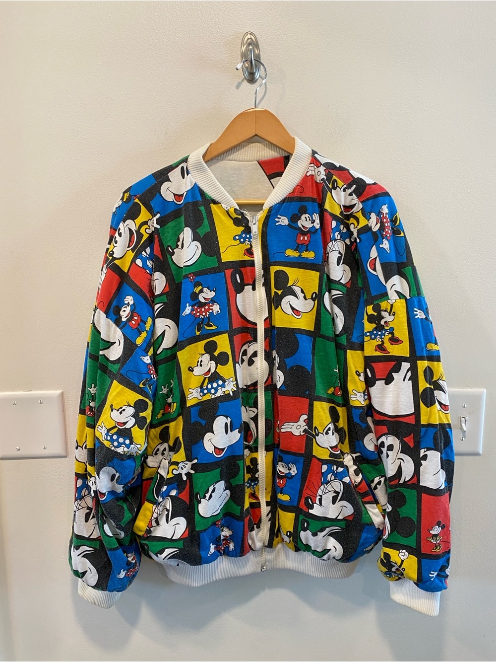 Vintage 90s Mickey & Co DonnKenny Reversible Bomber Jacket size large Disney